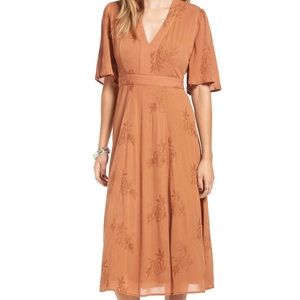 Nordstrom Sun & Shadow saffron midi dress